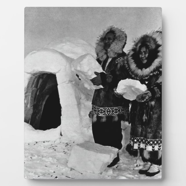 Vintage US Alaska Iglu-Erbauer 1970 Fotoplatte (Vorderseite)