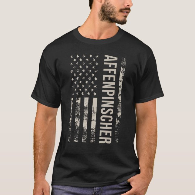 Vintage US American Flag Affenpinscher Dog T-Shirt (Vorderseite)