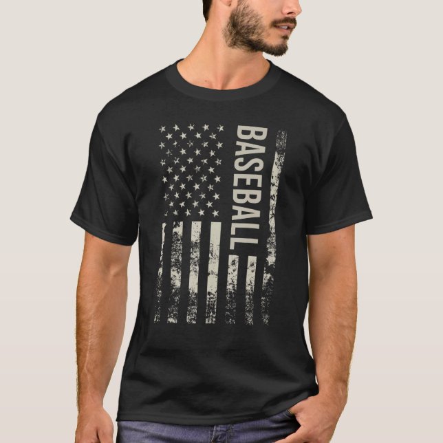 Vintage US American Flag Baseball T-Shirt (Vorderseite)