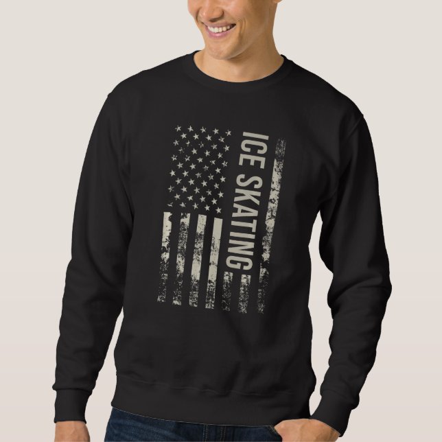 Vintage US American Flag Ice Skating Premium Sweatshirt (Vorderseite)