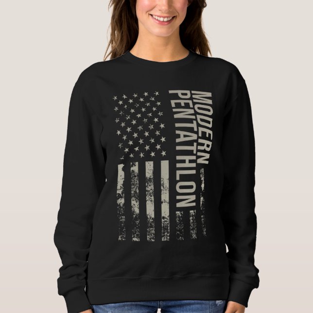 Vintage US American Flag Modern Pentathlon Sweatshirt (Vorderseite)