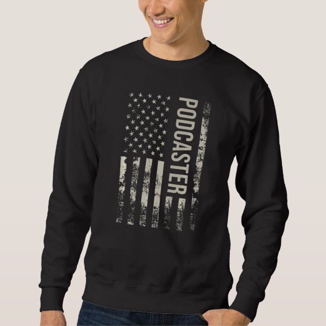 Vintage US American Flag Podcaster Premium Sweatshirt (Vorderseite)