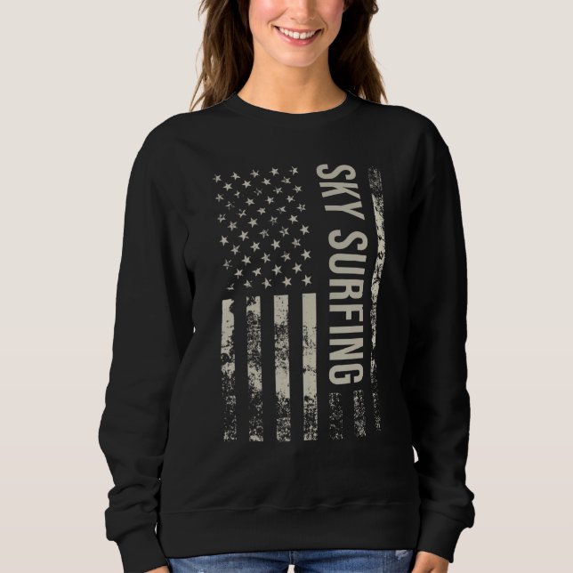 Vintage US American Flag Sky Surfing Sweatshirt (Vorderseite)