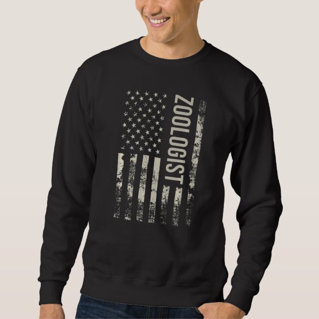 Vintage US American Flag Zoologist Premium Sweatshirt (Vorderseite)