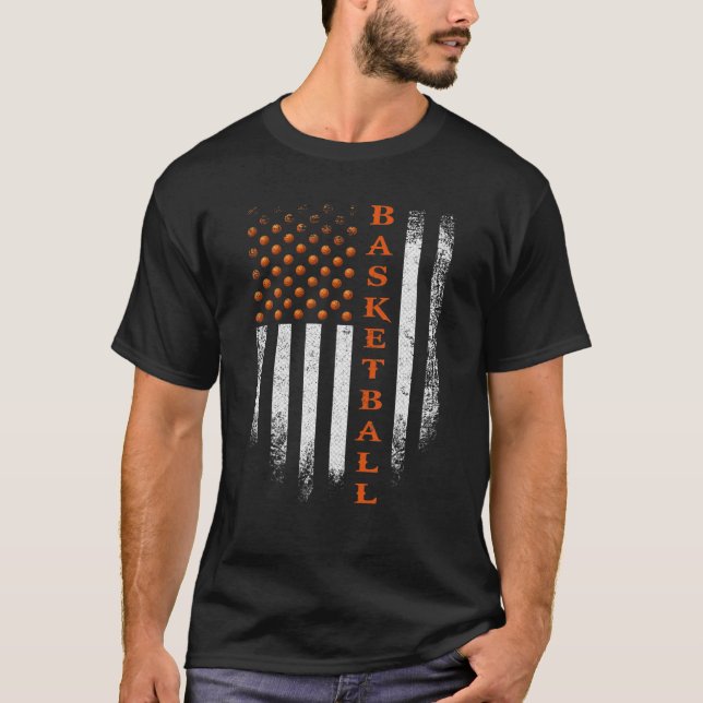 Vintage US-amerikanische Flag-Basketball-Mannschaf T-Shirt (Vorderseite)
