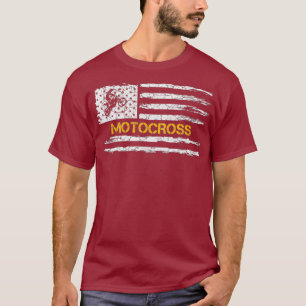 Vintage US-amerikanische Flagge Motocross Dirt Bik T-Shirt