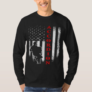 Vintage US-amerikanische Flaggen-Accordion Player T-Shirt