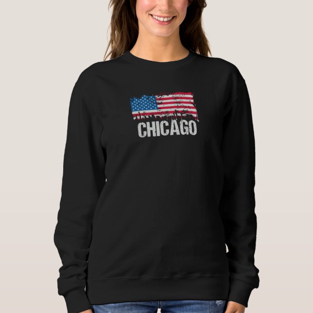 Vintage US Flag American City Chicago Illinois Sweatshirt (Vorderseite)