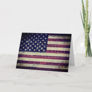 Vintage US-Flagge an einer Ziegelwand Karte