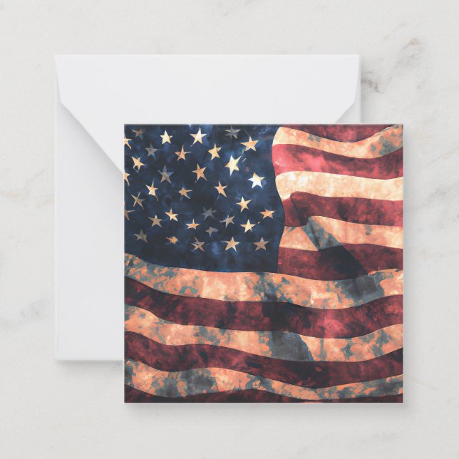 Vintage US-Flagge Grafik Mitteilungskarte (Vorderseite)
