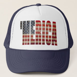 Vintage US-Flagge 'MERICA Fernlastfahrer-Hut Truckerkappe