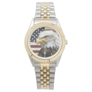 Vintage US-Flagge mit amerikanischem Adler Armbanduhr