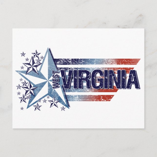 Vintage US-Flagge mit Star - West Virginia Postkarte (Vorderseite)
