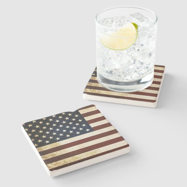 Vintage US-Flagge Steinuntersetzer (Seitenansicht)