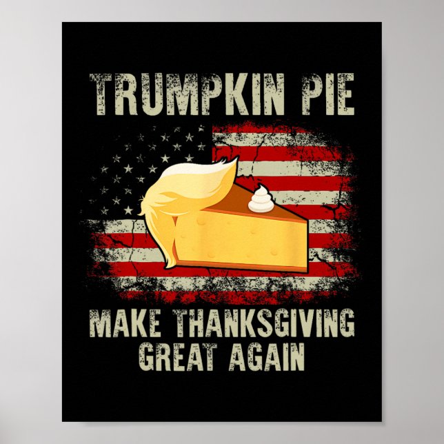 Vintage US-Flagge Trumpkin Pie Erntedank Gr Poster (Vorne)