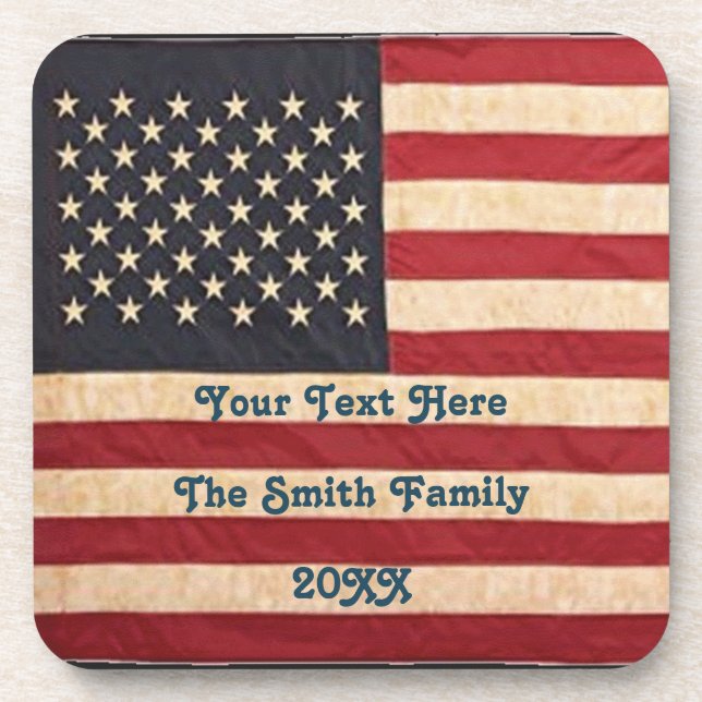 Vintage US Flagge unter amerikanischer Flagge Getränkeuntersetzer (Vorderseite)