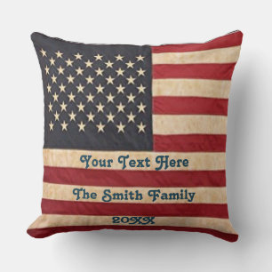 Vintage US Flagge unter amerikanischer Flagge Kissen
