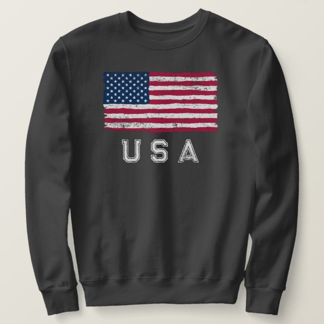 Vintage US-Flagge (weißer Text) Sweatshirt (Design vorne)