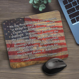 Vintage US-Flaggenverfassung Präambel Typografie Mousepad
