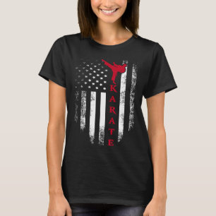 Vintage US Red White Karate American Flag Cool T-Shirt