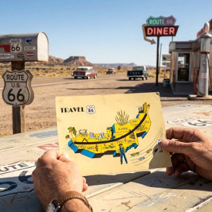 Vintage US Route 66 Postkarte