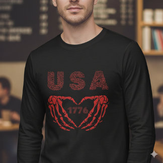 Vintage USA 1776 Skelett-Herz-Hände T-Shirt Tri-Blend Shirt