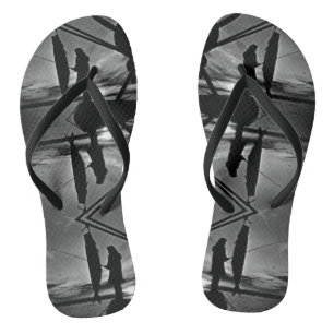 Vintage USA Alaska Float Flugzeug Fischerei Flip Flops