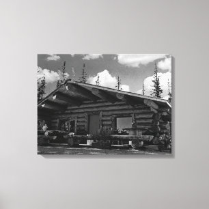 Vintage USA Alaska Moderne alaskische Blockhütte Leinwanddruck