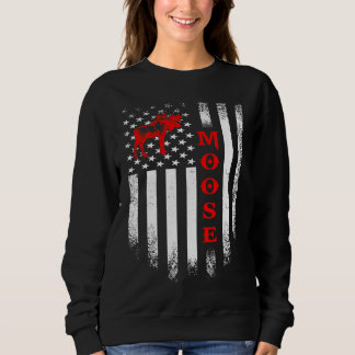 Vintage USA American Flag Moose  Wapiti Deer Stag Sweatshirt
