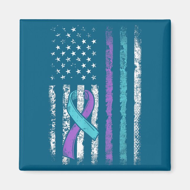 Vintage Usa American Flag Suicide Prevention Aware Magnet (Vorne)