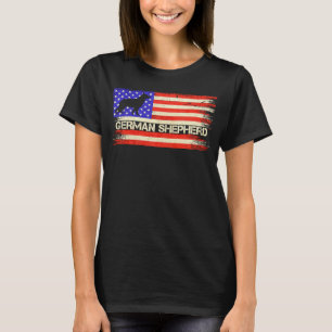 Vintage-USA-Amerikanische-Flagge-Deutscher-Schäfer T-Shirt