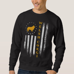Vintage-USA-Amerikanische-Flagge-Liebe-Welsh-Corgi Sweatshirt