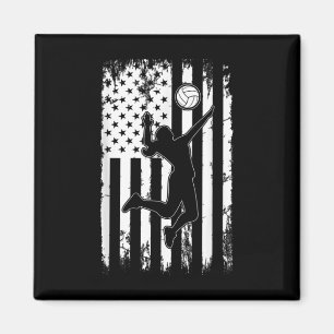 Vintage USA Amerikanische Flagge Volleyball Spiele Magnet
