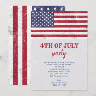 Vintage USA Flag Patriotic American 4. Juli Party Einladung