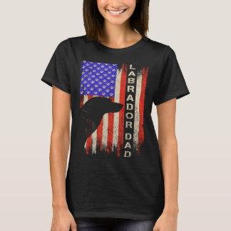 Vintage USA Flag Proud Labrador Retriever Dad Lab  T-Shirt