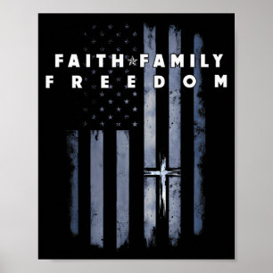 Vintage-USA-Flagge Glaube Familie Freiheit Patriot Poster