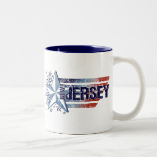 Vintage USA-Flagge mit Stern - neues Jerseyy Zweifarbige Tasse