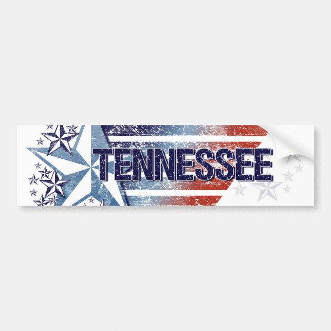 Vintage USA-Flagge mit Stern - Tennessee Autoaufkleber (Vorne)