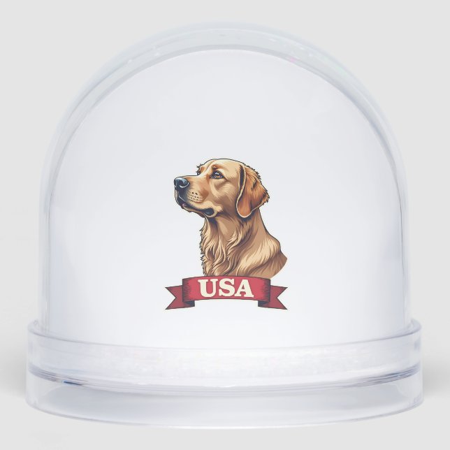 Vintage USA Golden Retriever Engraving Shirt Schneekugeln (Vorderseite)