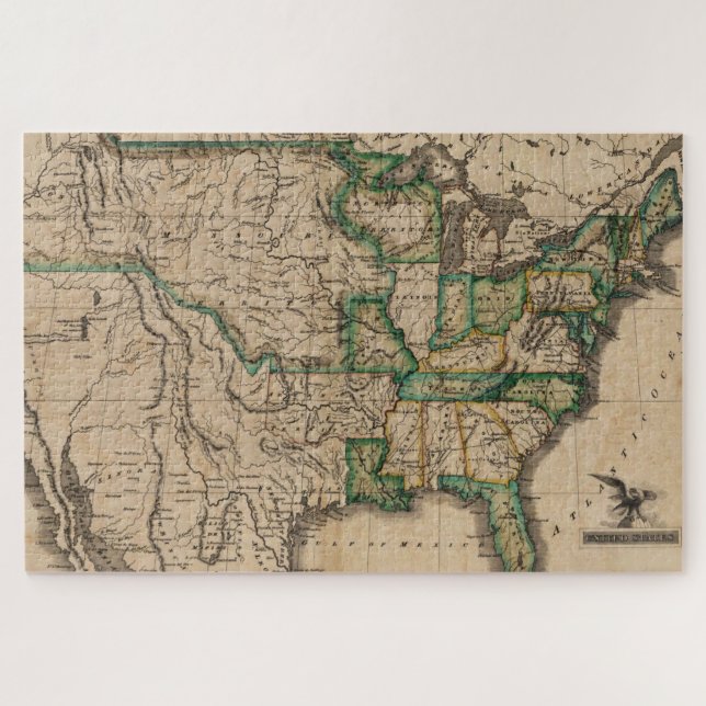 Vintage USA Karte (1823) (Horizontal)