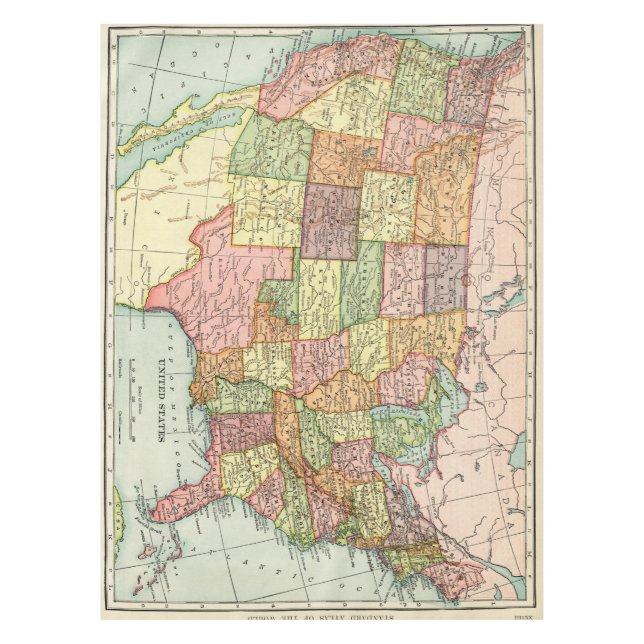 Vintage USA-Karte Tischdecke (Vorderseite)