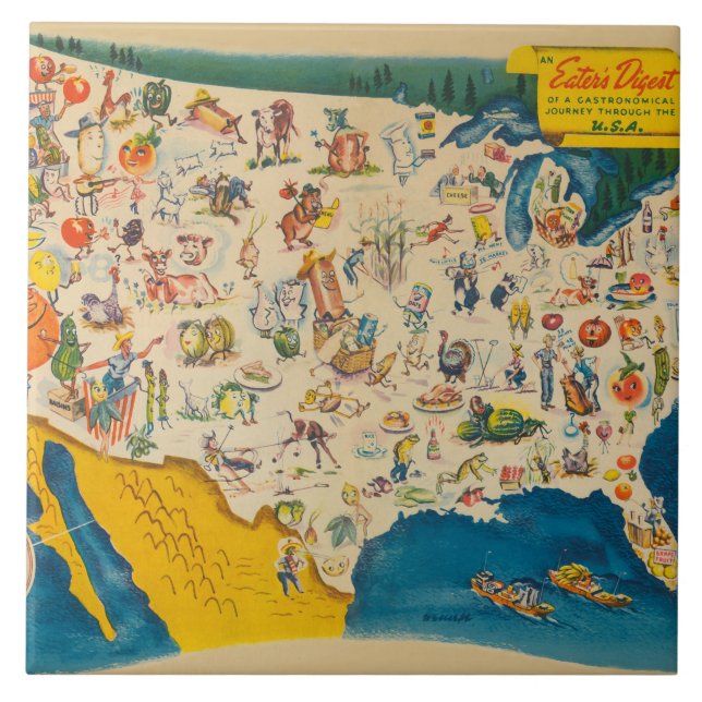 Vintage USA-Nahrungsmittelkarte Fliese (Vorderseite)