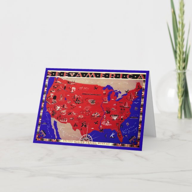 Vintage USA Reisebüro Karte (Vorderseite)