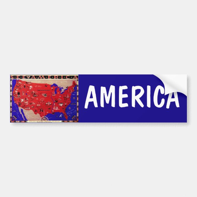 Vintage USA Reisebüro Karte Autoaufkleber (Vorne)