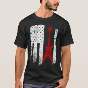Vintage USA Rot Weiß E-Gitarre Rote Flagge Wh T-Shirt