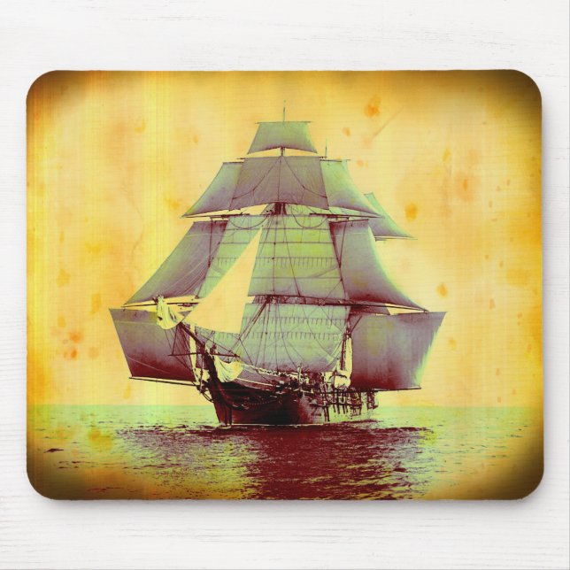 Vintage USS Monongahela Segelschiff Mouse Pad Mousepad (Vorne)