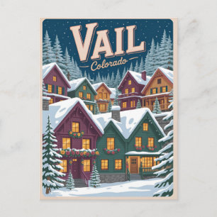 vintage Vail Colorado Outdoor-Winter-Schnee-Ski Postkarte