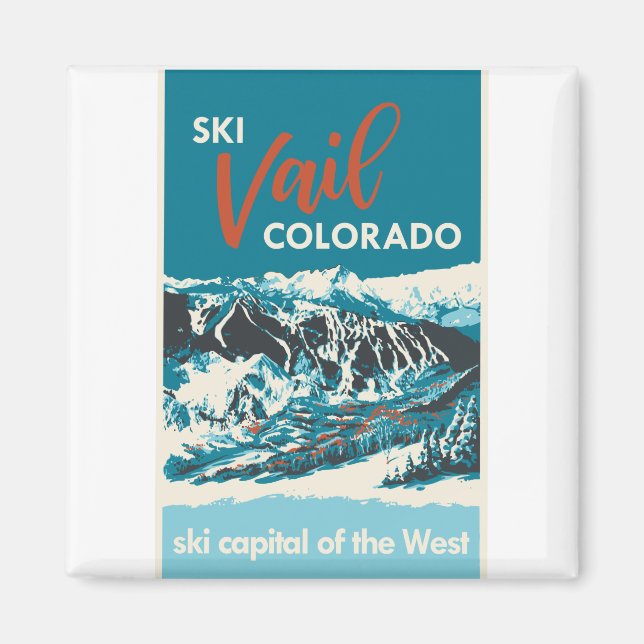Vintage Vail Skiposter Magnet (Vorne)