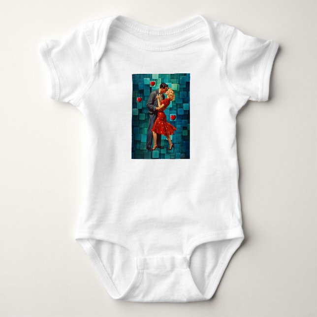 VINTAGE VALENTIN LEIDENSCHAFT BABY STRAMPLER (Vorderseite)