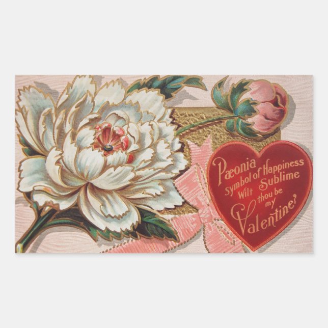Vintage Valentinaufkleber Rechteckiger Aufkleber (Vorderseite)